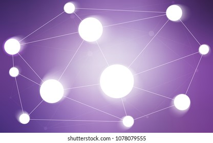 Light Purple vector texture with disks, lines. Design with connection of dots and lines on colorful background. Pattern can be used for futuristic ad, booklets.
