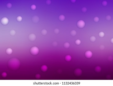 Light Purple vector texture with disks. Glitter abstract illustration with blurred drops of rain. Completely new template for your brand book.