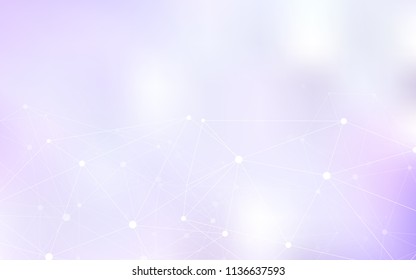 Light Purple vector texture with disks, lines. Glitter abstract illustration with connection of triangle structure. Beautiful design for your business advert.