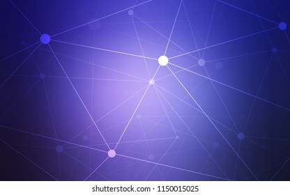 Light Purple vector texture with disks, lines. Design with connection of dots and lines on colorful background. Pattern can be used for beautiful websites.