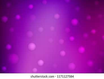 Light Purple vector texture with disks. Blurred bubbles on abstract background with colorful gradient. Completely new template for your brand book.