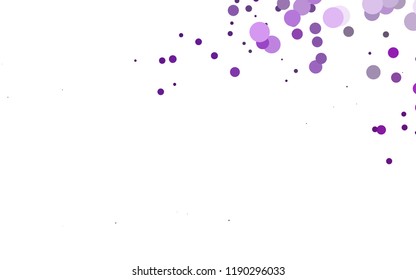 Light Purple vector texture with disks. Glitter abstract illustration with blurred drops of rain. Pattern of water, rain drops.