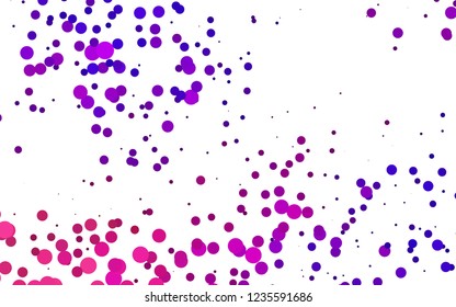 Light Purple vector texture with disks. Blurred decorative design in abstract style with bubbles. Pattern for ads, booklets.