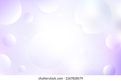 Light Purple vector texture with disks. Glitter abstract illustration with blurred drops of rain. New design for ad, poster, banner of your website.