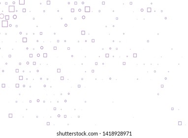 Light Purple vector texture with disks, rectangles. Colorful illustration with circles, squares in nature style. Pattern for ads, leaflets.