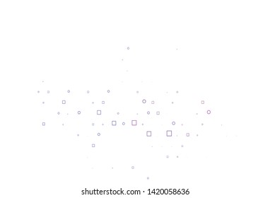 Light Purple vector texture with disks, rectangles. Colorful gradient with circles, rectangles on abstract backdrop. Design for business adverts.