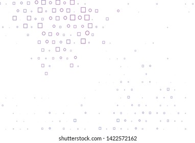 Light Purple vector texture with disks, rectangles. Glitter abstract illustration with cubes, circles. Pattern for beautiful websites.