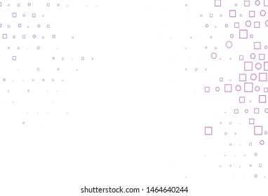 Light Purple vector texture with disks, rectangles. Glitter abstract illustration with cubes, circles. Pattern of water, rain drops.