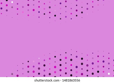 Light Purple vector texture with disks. Glitter abstract illustration with blurred drops of rain. Template for your brand book.