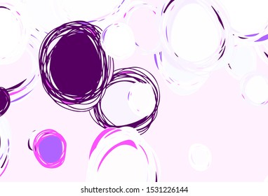 Light Purple vector texture with disks. Blurred bubbles on abstract background with colorful gradient. Pattern for futuristic ad, booklets.
