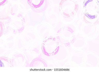 Light Purple vector texture with disks. Blurred decorative design in abstract style with bubbles. Design for poster, banner of websites.
