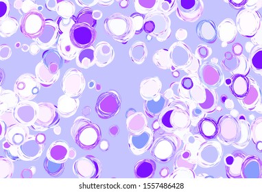 Light Purple vector texture with disks. Blurred bubbles on abstract background with colorful gradient. New template for your brand book.