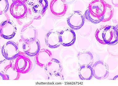 Light Purple vector texture with disks. Abstract illustration with colored bubbles in nature style. Design for your business advert.