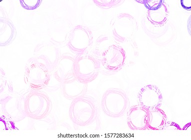 Light Purple vector texture with disks. Abstract illustration with colored bubbles in nature style. Design for your business advert.