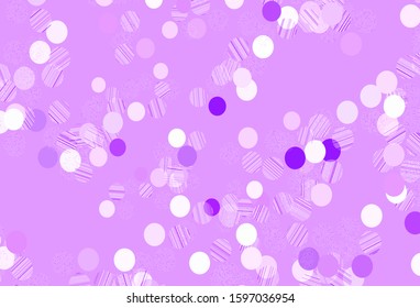 Light Purple vector texture with disks. Illustration with set of shining colorful abstract circles. Design for your business advert.