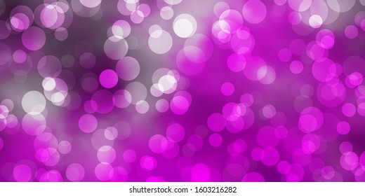 Light Purple vector texture with disks. Illustration with set of shining colorful abstract spheres. Pattern for websites.