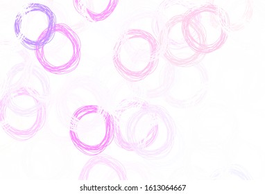 Light Purple vector texture with disks. Blurred decorative design in abstract style with bubbles. Design for poster, banner of websites.