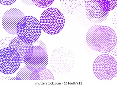 Light Purple vector texture with disks. Illustration with set of shining colorful abstract circles. Pattern for ads, leaflets.
