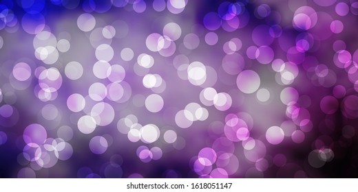 Light Purple vector texture with disks. Abstract decorative design in gradient style with bubbles. Pattern for websites.