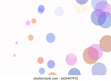 Light Purple vector texture with disks. Blurred decorative design in abstract style with bubbles. Pattern for futuristic ad, booklets.