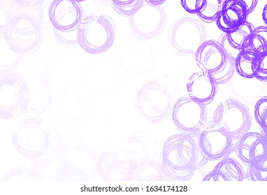 Light Purple vector texture with disks. Beautiful colored illustration with blurred circles in nature style. Pattern for futuristic ad, booklets.