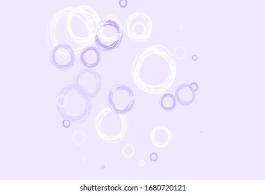 Light Purple vector texture with disks. Blurred decorative design in abstract style with bubbles. Pattern for futuristic ad, booklets.
