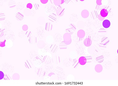 Light Purple vector texture with disks. Blurred decorative design in abstract style with bubbles. Pattern for ads, leaflets.