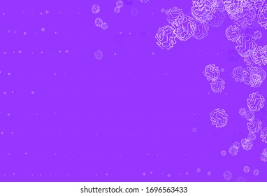 Light Purple vector texture with disks, lines. Illustration with colorful circles, lines in abstract style. Pattern for futuristic ad, booklets.