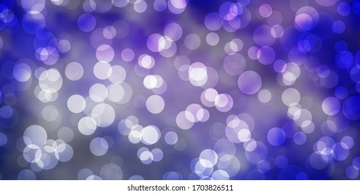 Light Purple vector texture with disks. Illustration with set of shining colorful abstract spheres. Design for your commercials.