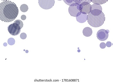 Light Purple vector texture with disks. Blurred decorative design in abstract style with bubbles. Pattern for futuristic ad, booklets.