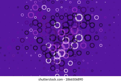 Textura vectorial púrpura clara con discos. Ilustración abstracta moderna con gotas de agua coloridas. Patrón para sitios web hermosos.