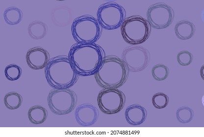 Textura vectorial púrpura clara con discos. Ilustración abstracta con burbujas de colores al estilo natural. Diseño para afiches, banner de sitios web.