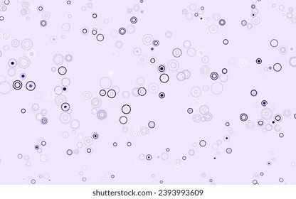 Textura vectorial púrpura clara con discos. Burbujas borrosas sobre fondo abstracto con gradiente colorido. Patrón para texturas de papel pintado.