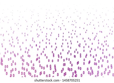 Light Purple vector texture with financial symbols. Colored symbols of all currency on white background. The pattern can be used as ads, poster, banner for payments.