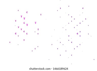 Light Purple vector texture with financial symbols. Modern abstract illustration with symbols of money. The pattern can be used for financial, investment websites.