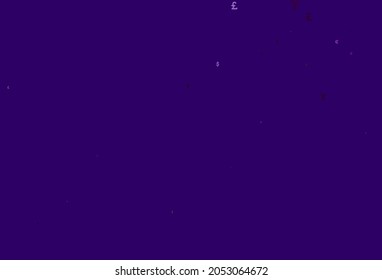 Light Purple vector texture with financial symbols. Colored symbols of all currency on white background. Best design for your ad, poster, banner of money.