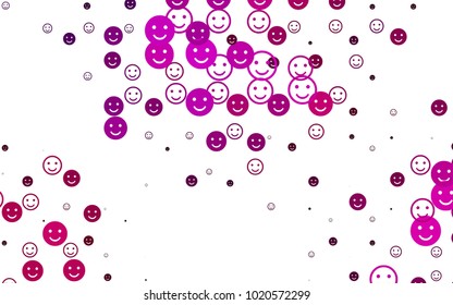 Light Purple vector texture with happy smiles. Colorful gradient Smiles on white background. Beautiful design for your business advert.