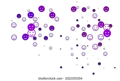 Light Purple vector texture with happy smiles. Beautiful colored illustration with smiles in simple style. Pattern for parties, gifts, congratulations.