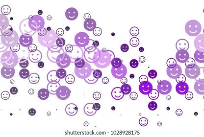 Light Purple vector texture with happy smiles. Blurred decorative design of smiles in doodle style. Pattern for ad, booklets, leaflets of celebrations.