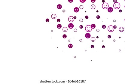 Light Purple vector texture with happy smiles. Blurred decorative design of smiles in doodle style. Design for positive ad, poster, banner.