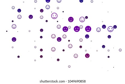 Light Purple vector texture with happy smiles. Beautiful colored illustration with smiles in simple style. Pattern for parties, gifts, congratulations.