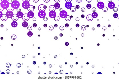 Light Purple vector texture with happy smiles. Colorful gradient Smiles on white background. Pattern for parties, gifts, congratulations.