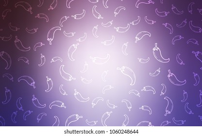 Light Purple vector texture with hot peppers. Illustration with set of fresh peppers in doodle style. Pattern for ads of breakfast, lunch, dinner.