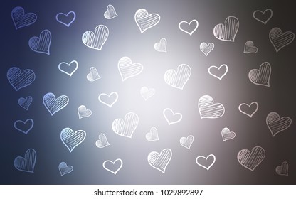 Light Purple vector texture with lovely hearts. Blurred decorative design in doodle style with hearts. Pattern can be used for valentine's ad, booklets.