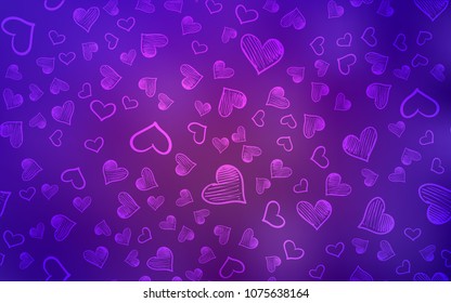 Light Purple vector texture with lovely hearts. Illustration with hearts in love concept for valentine's day. Pattern can be used for valentine's ad, booklets.
