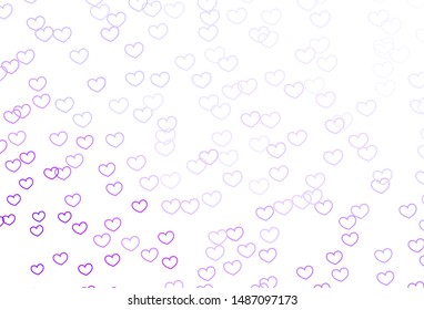 Light Purple vector texture with lovely hearts. Illustration with hearts in love concept for valentine's day. Design for ad, poster, banner of Valentine Day.