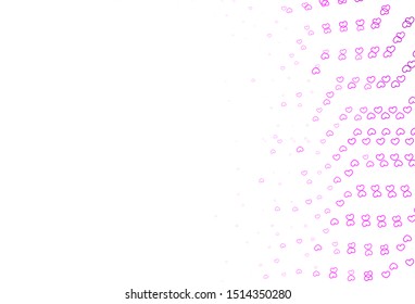 Light Purple vector texture with lovely hearts. Beautiful colored illustration with hearts in celebration style. Pattern for marriage gifts, congratulations.