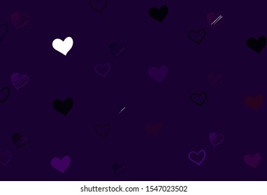 Light Purple vector texture with lovely hearts. Hearts on blurred abstract background with colorful gradient. Design for your business advert of anniversary.