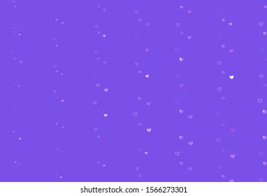 Light Purple vector texture with lovely hearts. Glitter abstract illustration with colorful hearts in romantic style. Pattern for marriage gifts, congratulations.