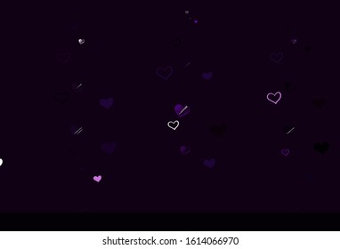 Light Purple vector texture with lovely hearts. Beautiful celebration style hearts on abstract illustration. Pattern for valentine's ad, booklets.